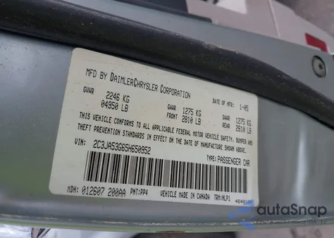 2005 Chrysler 300 Touring z USA, uszkodzony, nr VIN 2C3JA53G65H650952